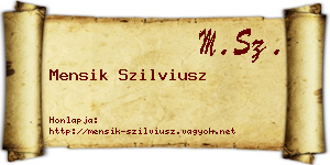 Mensik Szilviusz névjegykártya